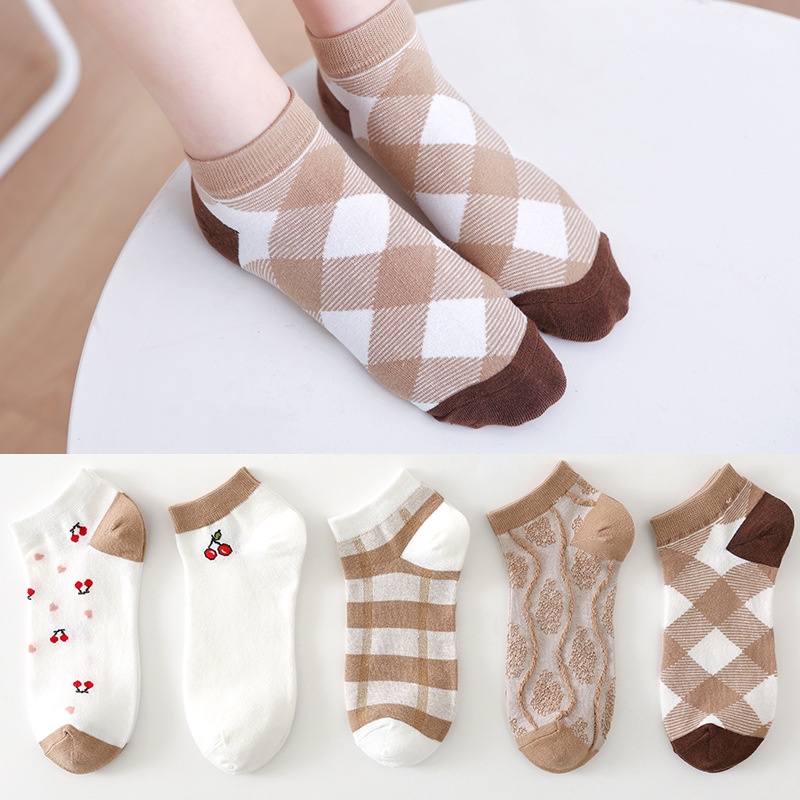 Đôi Vớ Cotton Thoáng Khí Họa Tiết Trái Cây Tươi Mới Thời Trang Xuân Hè Cho Nữ