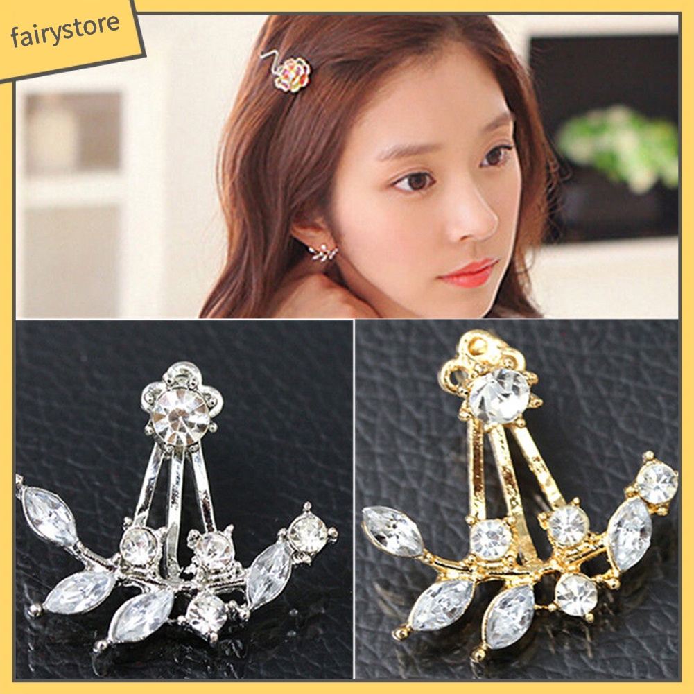 Đôi Khuyên Tai Hình Cành Lá Đính Đá Thời Trang Cho Nữ