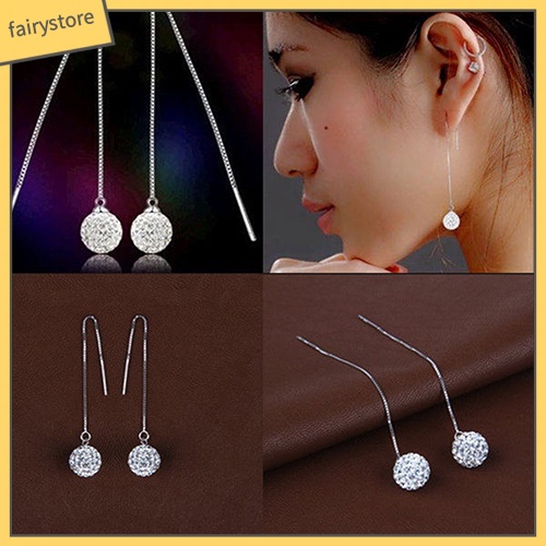 Bông Tai Mạ Bạc Dáng Dài Đính Đá Thời Trang Cho Nữ