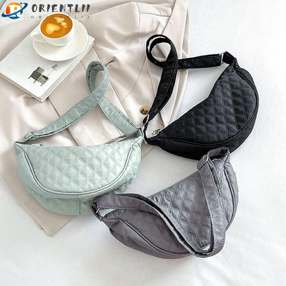 Túi Đeo Vai Orentlii Đệm Cotton Họa Tiết Sọc Caro Thời Trang