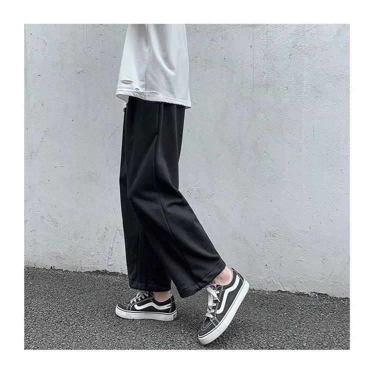 Quần Thể Thao Dây Rút Dáng Rộng Màu Sắc Đơn Giản Thời Trang Xu Hướng Hong Kong Cho Nam
