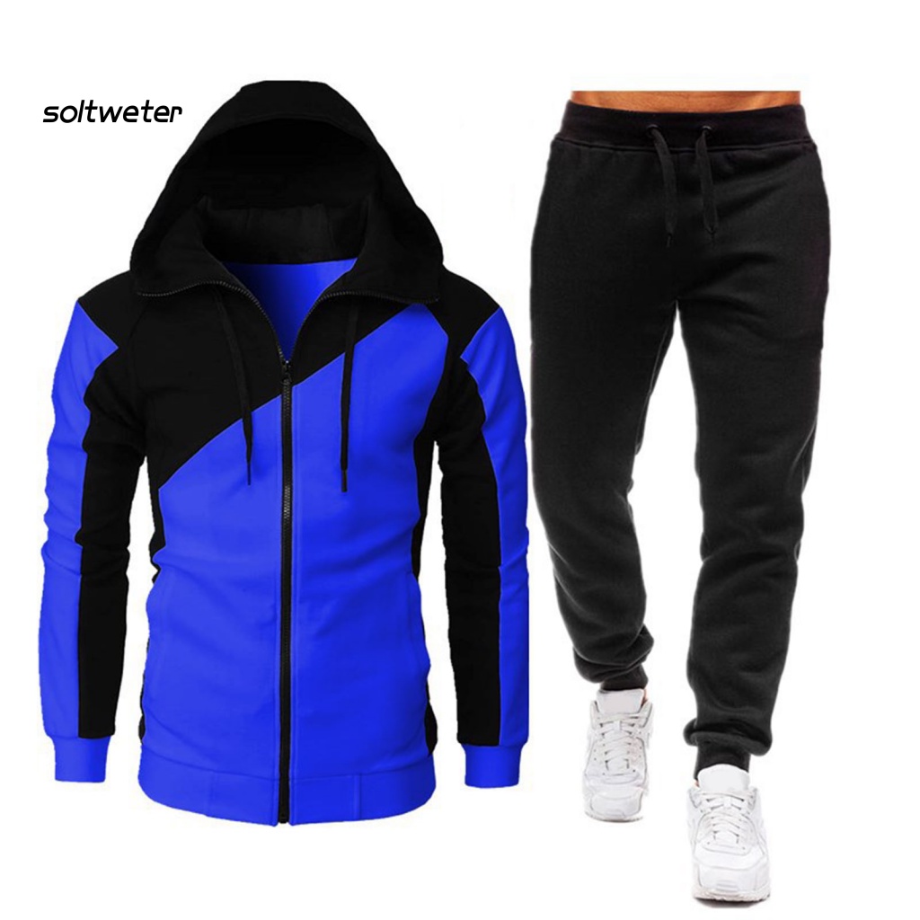 Bộ Đồ Thể Thao Hai Mảnh Gồm Áo Khoác Có Mũ Trùm Và Dây Rút Hai Màu Thời Trang Mùa Đông