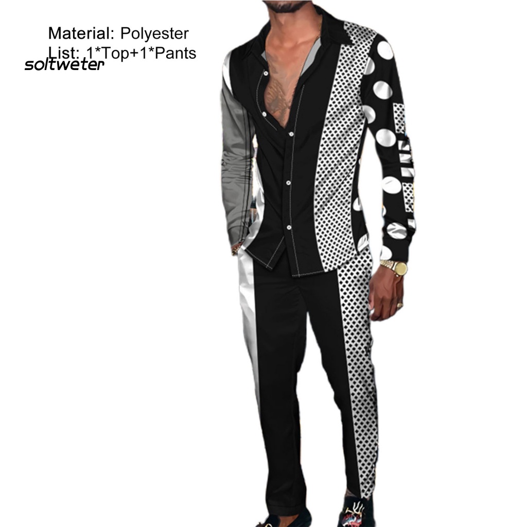 Bộ Đồ 2 Món Gồm Áo Sơ Mi Dài Tay Và Quần Dài In Họa Tiết Kỹ Thuật Số Nhiều Màu Sắc Lên Màu Nhanh Mặc Hàng Ngày