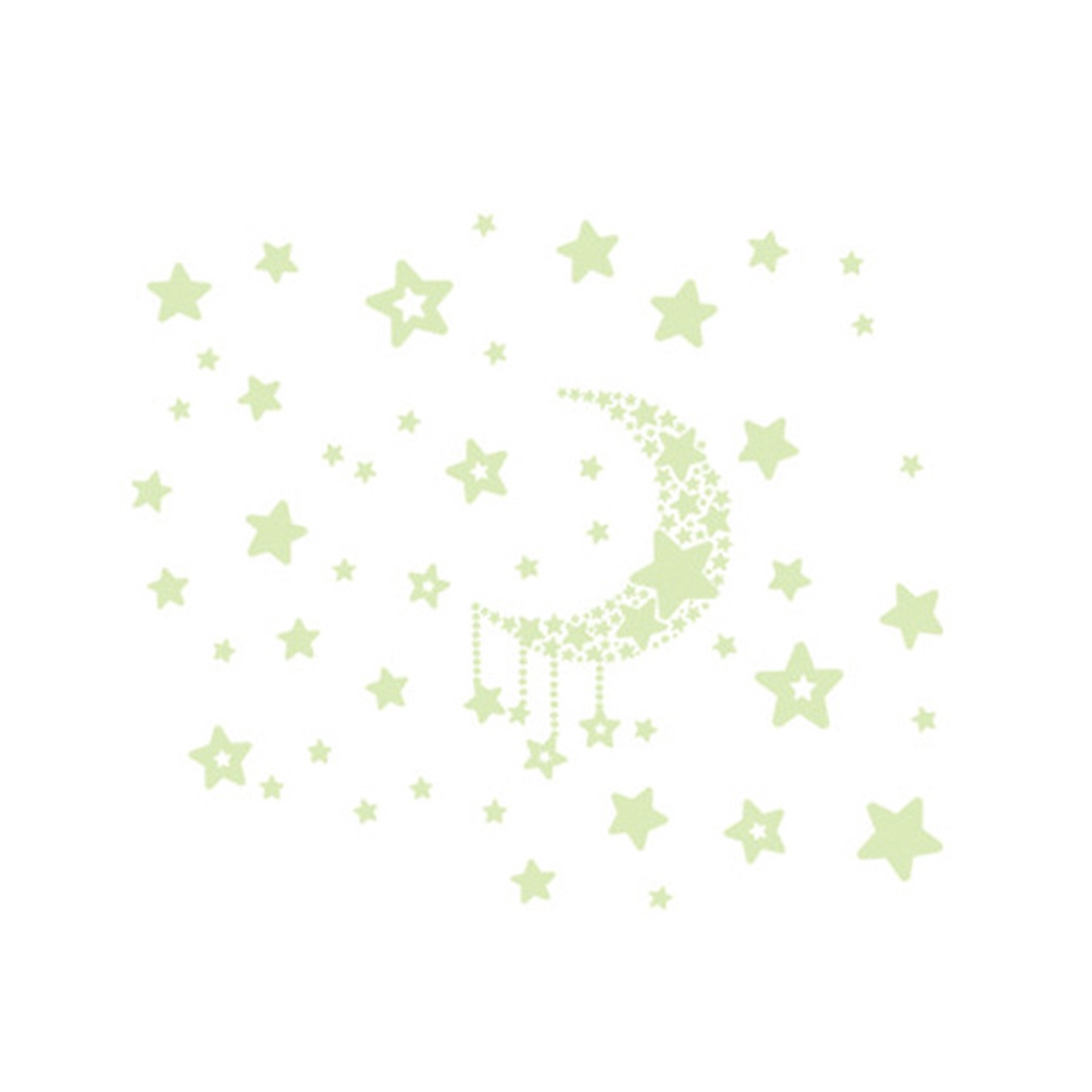 Miếng Dán Tường Dạ Quang Tự Dính Hình Trăng Sao Trang Trí Nhà Cửa DIY