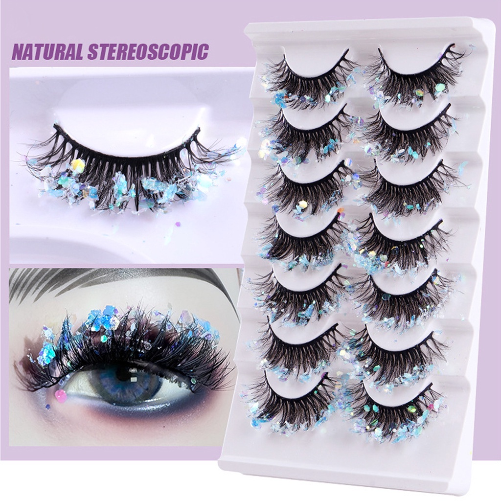 1 Cặp Lông Mi Giả 3D Có Kim Tuyến Lấp Lánh Dành Cho Hóa Trang