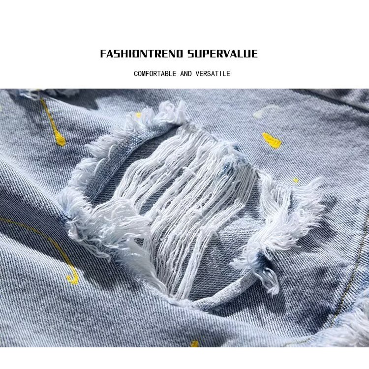 Quần Short Denim Ống Rộng Phong Cách Hip Hop Đường Phố Mỹ Cá Tính Cho Nam