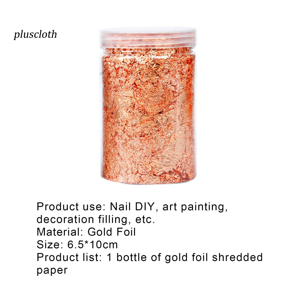 < Plusclothing > Lọ 10g Móng Tay Giả Lá Kim Loại Siêu Mỏng Không Đều Lấp Lánh