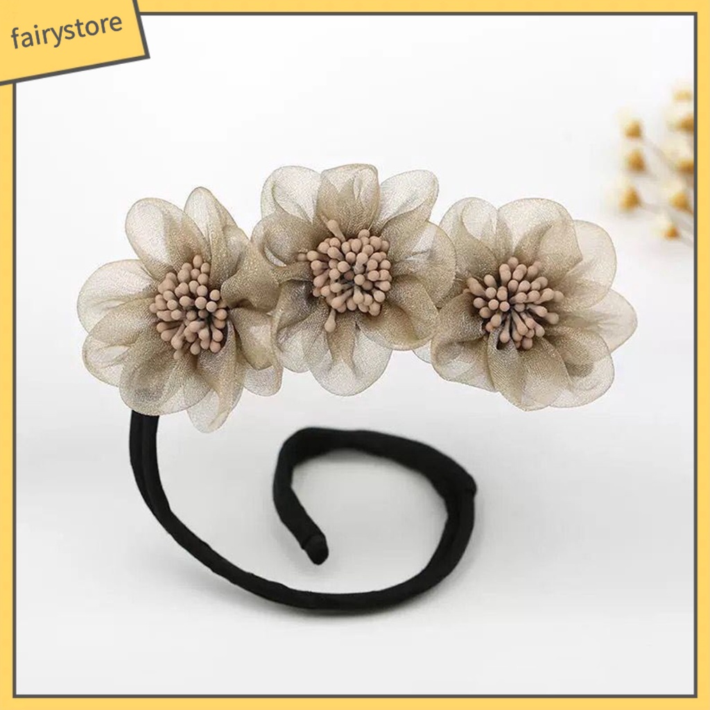 Kẹp Tóc Ba Bông Hoa / Tròn Bằng Sợi Lưới Trang Trí Đa Ứng Dụng