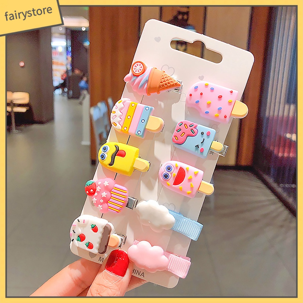 Kẹp Tóc Mái Bằng Vải Hình Cây Kem Hoạt Hình Dành Cho Bé Gái