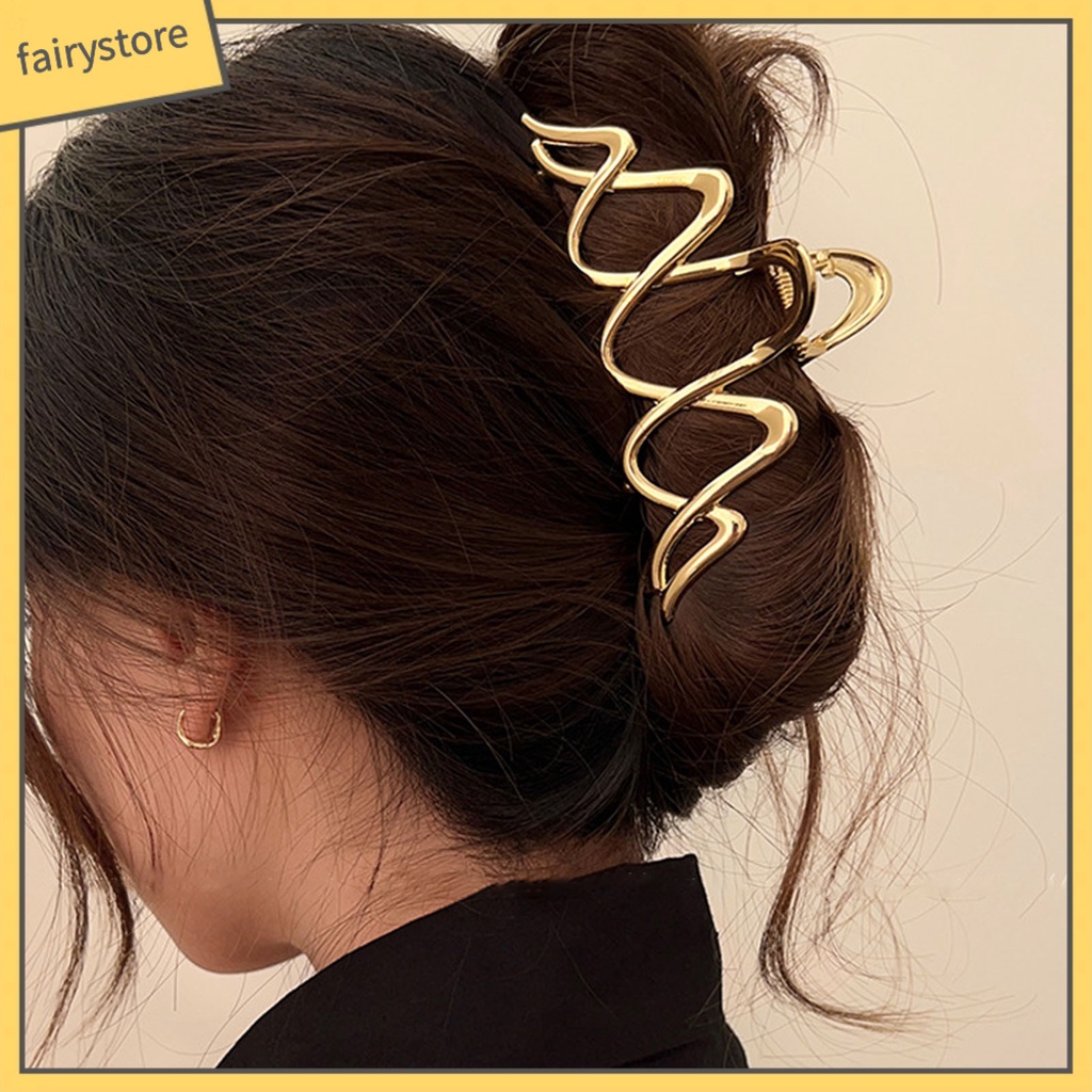 Kẹp Tóc Dạng Gợn Sóng Màu Trơn Co Giãn Chống Trượt Bằng Thép Không Gỉ