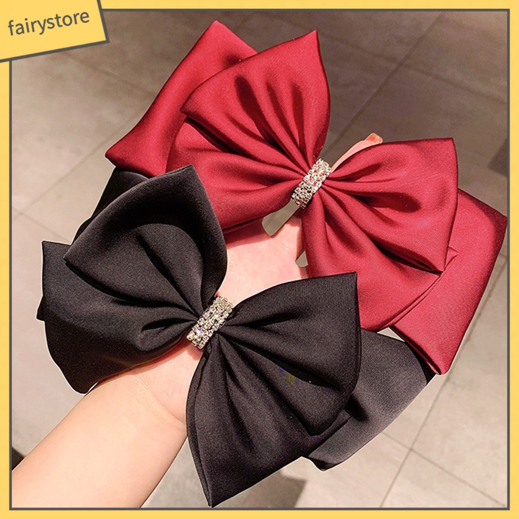 Kẹp Tóc Nơ Đính Đá Lấp Lánh Chống Trượt Hai Lớp Trang Trí Tóc