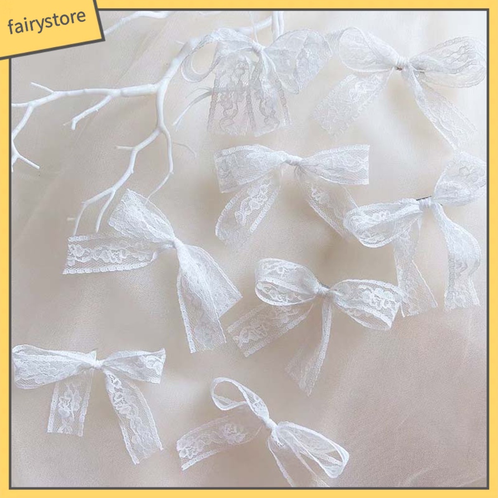 Set 3 / 4 / 6 Kẹp Tóc Nơ Phối Ren Thêu Họa Tiết Phong Cách Lolita Cho Nữ