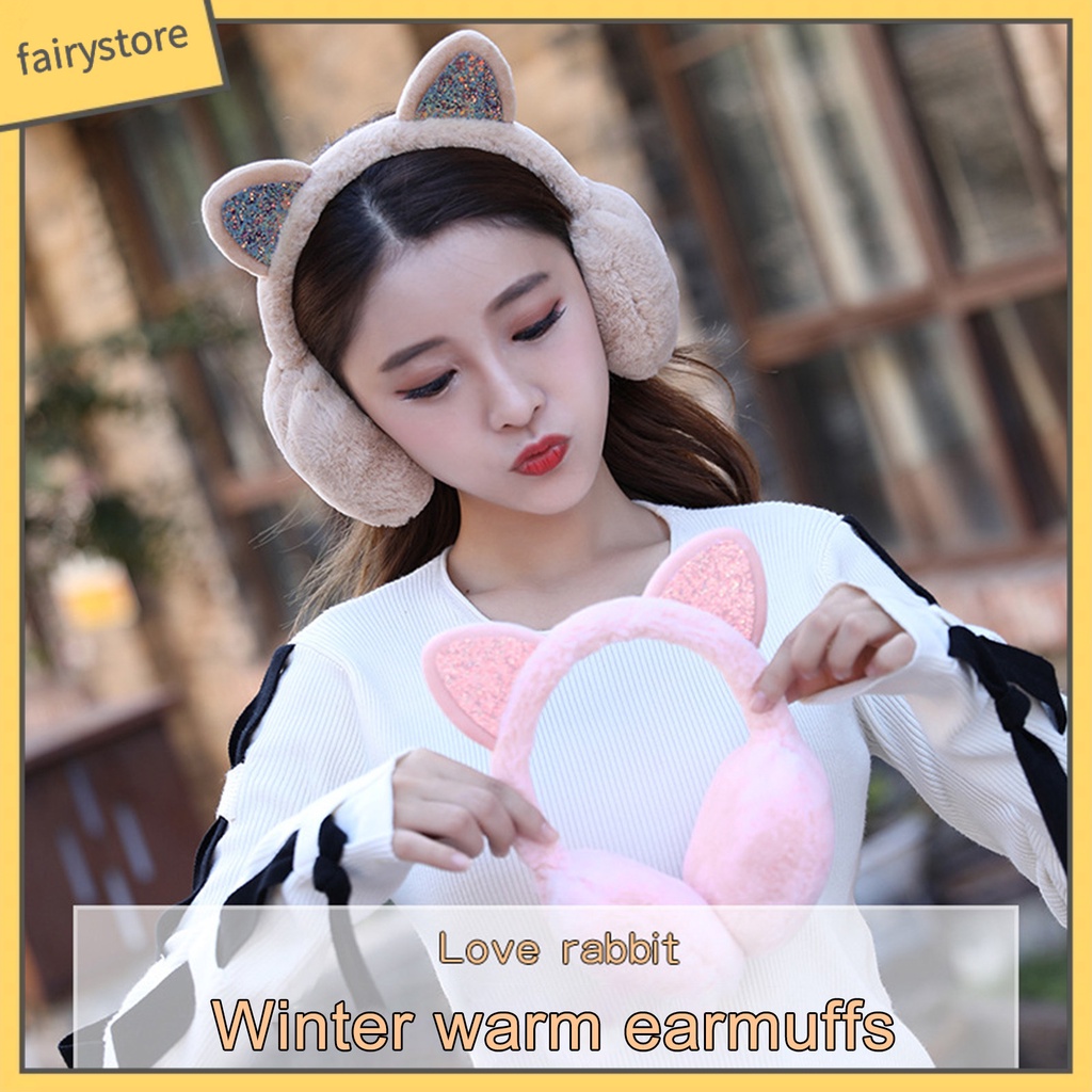 Chụp Tai Làm Ấm Tai Chống Gió Mùa Đông Đính Kim Sa Lấp Lánh