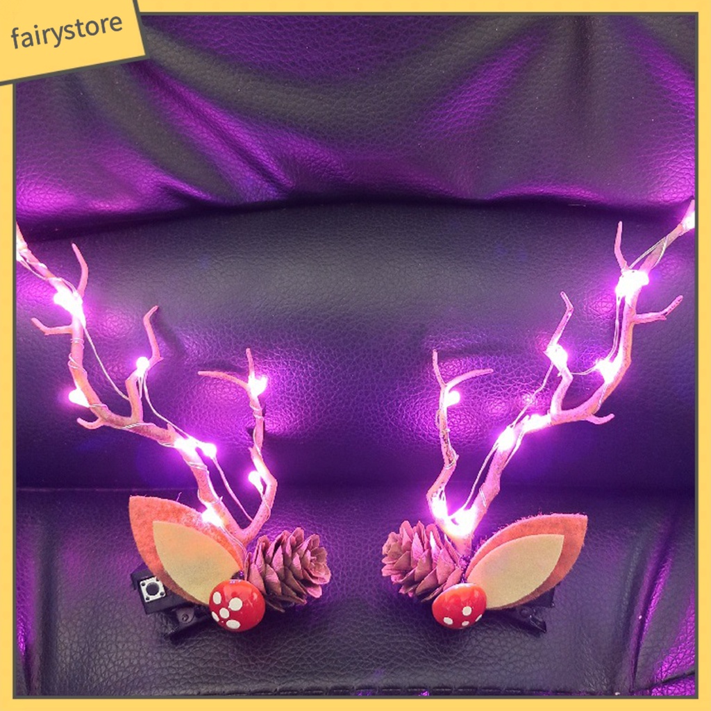 1 Cặp Kẹp Tóc Hình Nhánh Cây Thông Giáng Sinh Phát Sáng Độc Đáo