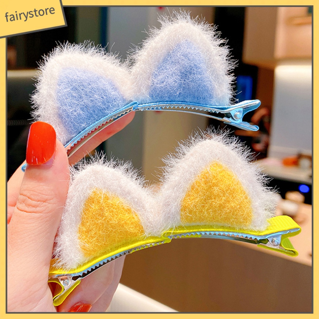 1 Cặp Kẹp Tóc Hình Tai Mèo Nhiều Màu Xinh Xắn