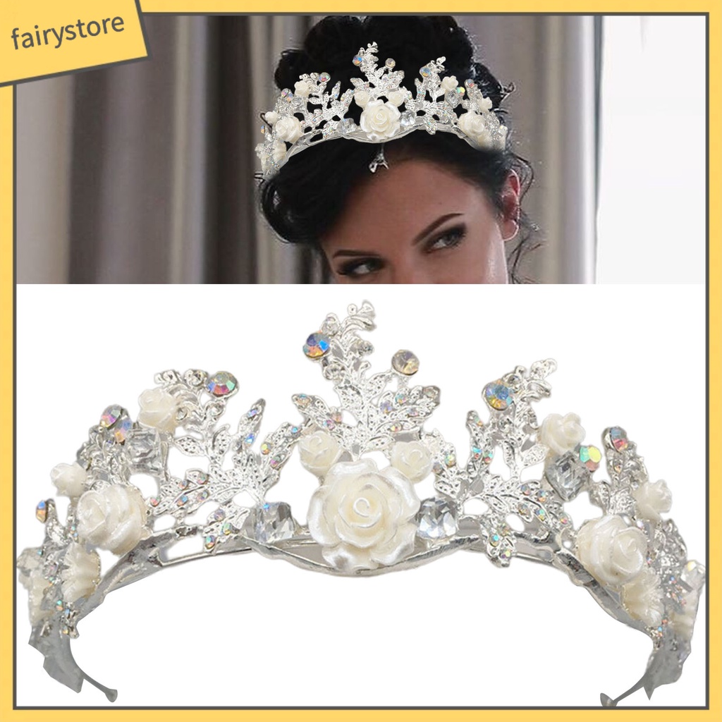 Cài Tóc Hình Vương Miện Đính Đá Lấp Lánh Sang Trọng Cho Cô Dâu