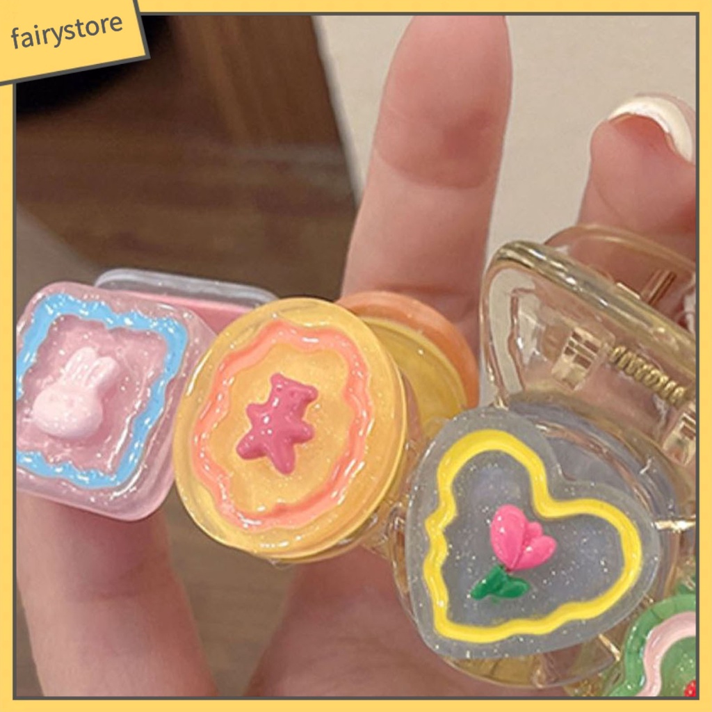 Kẹp Càng Cua Bằng Nhựa Họa Tiết Hoạt Hình Trái Tim / Cá Mập Màu Kẹo Ngọt Ngào Cho Nữ