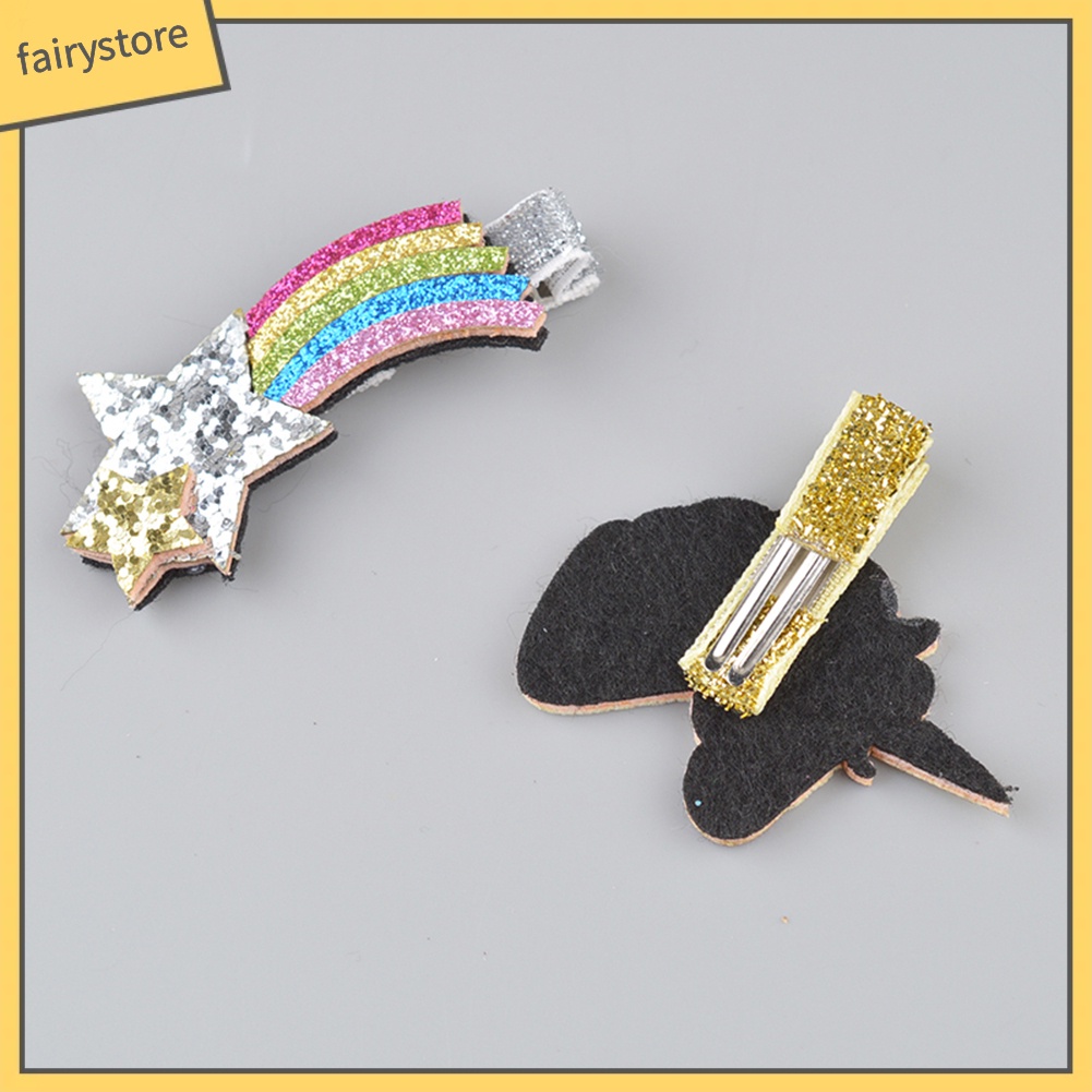 Kẹp Tóc Hình Kỳ Lân Màu Cầu Vồng Lấp Lánh Thời Trang Cho Bé Gái