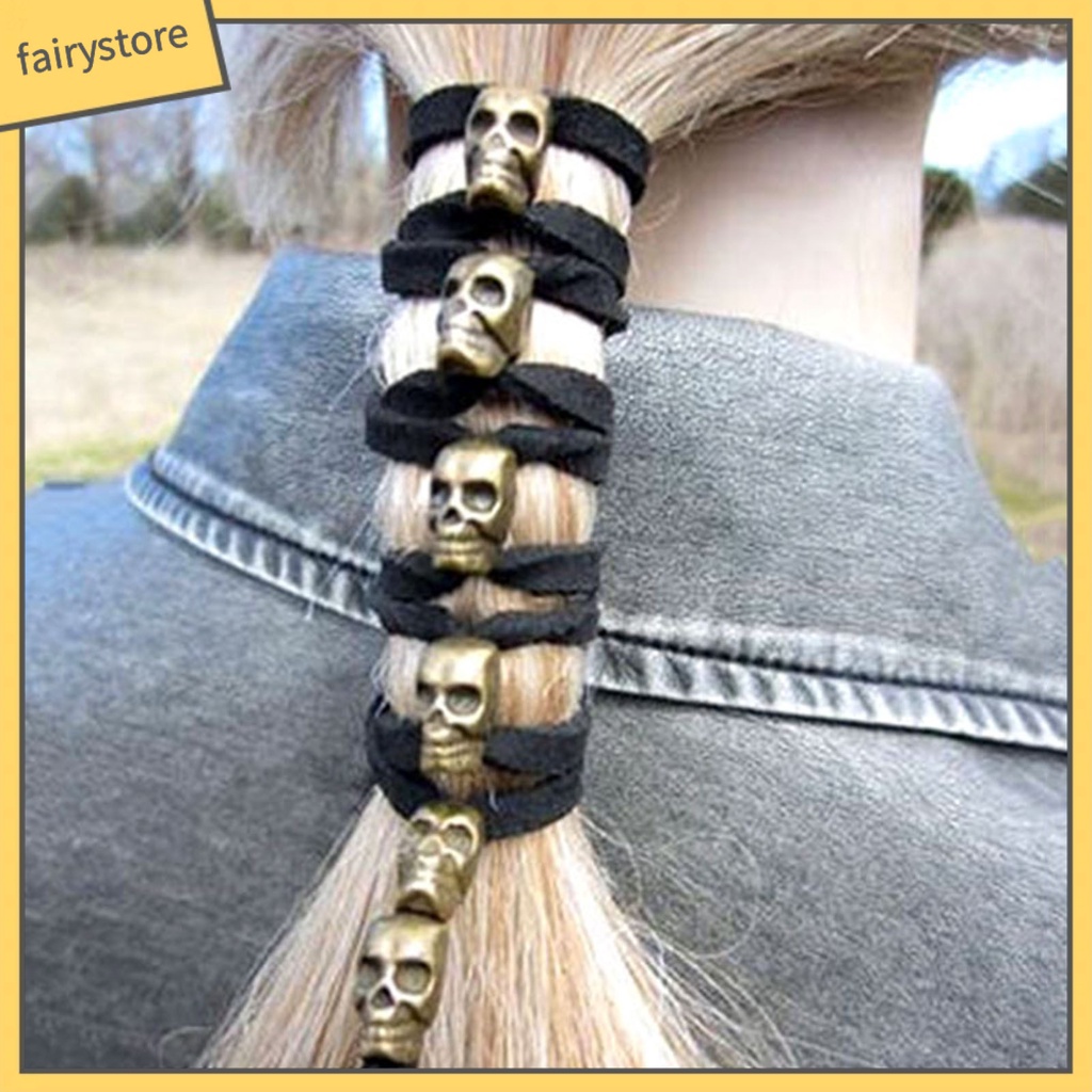 Dây Buộc Tóc Đuôi Ngựa Hình Đầu Lâu 3D Phong Cách Gothic DIY