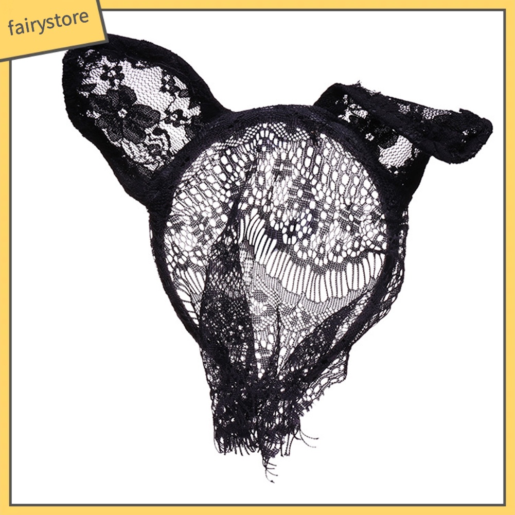 Băng Đô Cài Tóc Hình Tai Mèo Phối Ren Thời Trang Cho Nữ