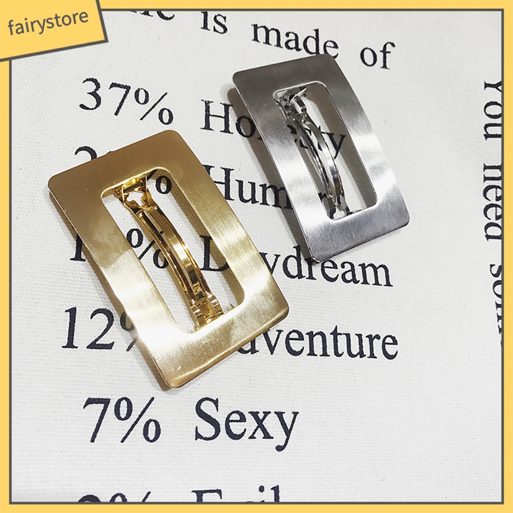 Kẹp Tóc Kim Loại Hình Chữ Nhật Rỗng Thời Trang Cho Nữ