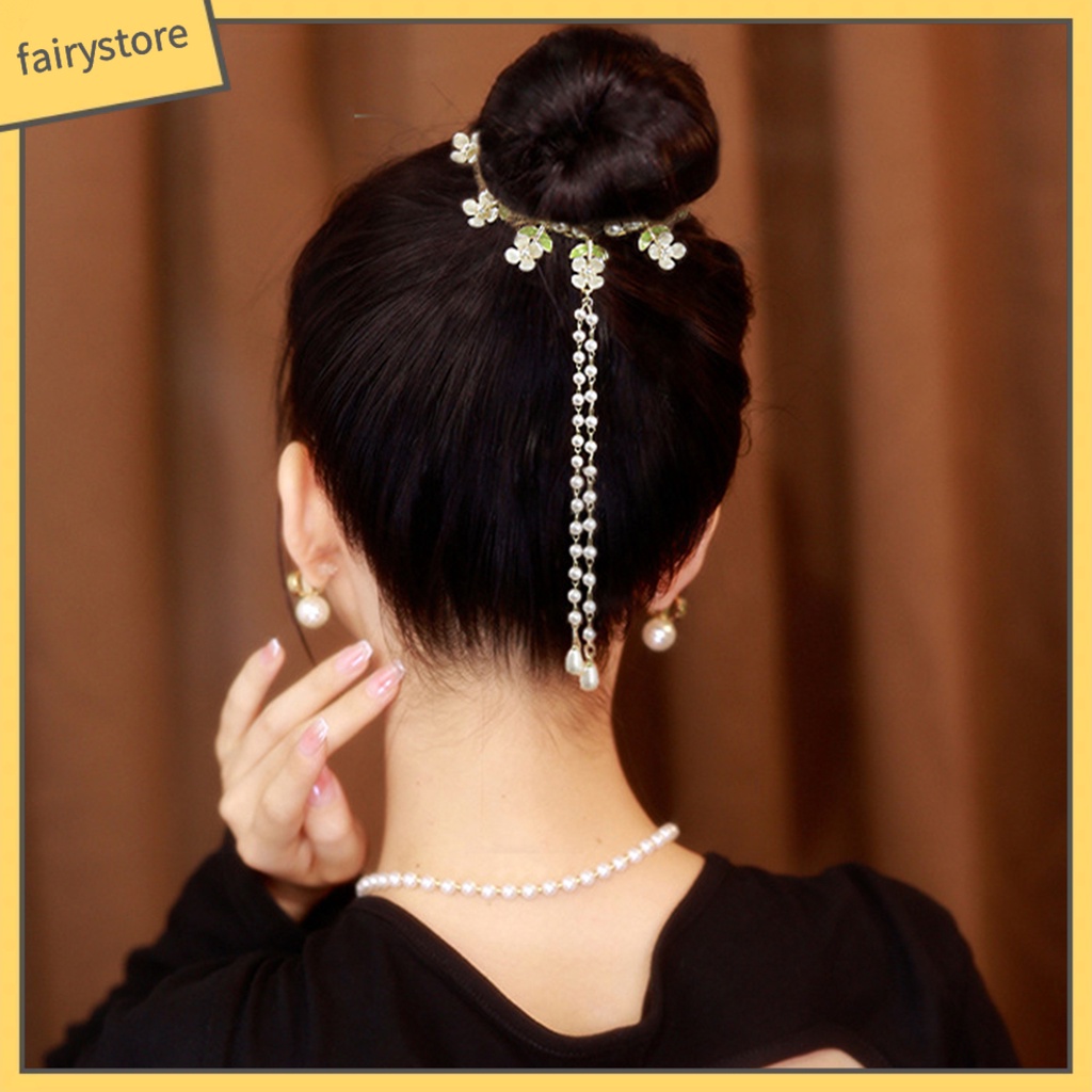 Kẹp Tóc Đính Ngọc Trai Giả Bằng Thép Không Gỉ Trang Trí Tóc Đuôi Ngựa Cho Cô Dâu