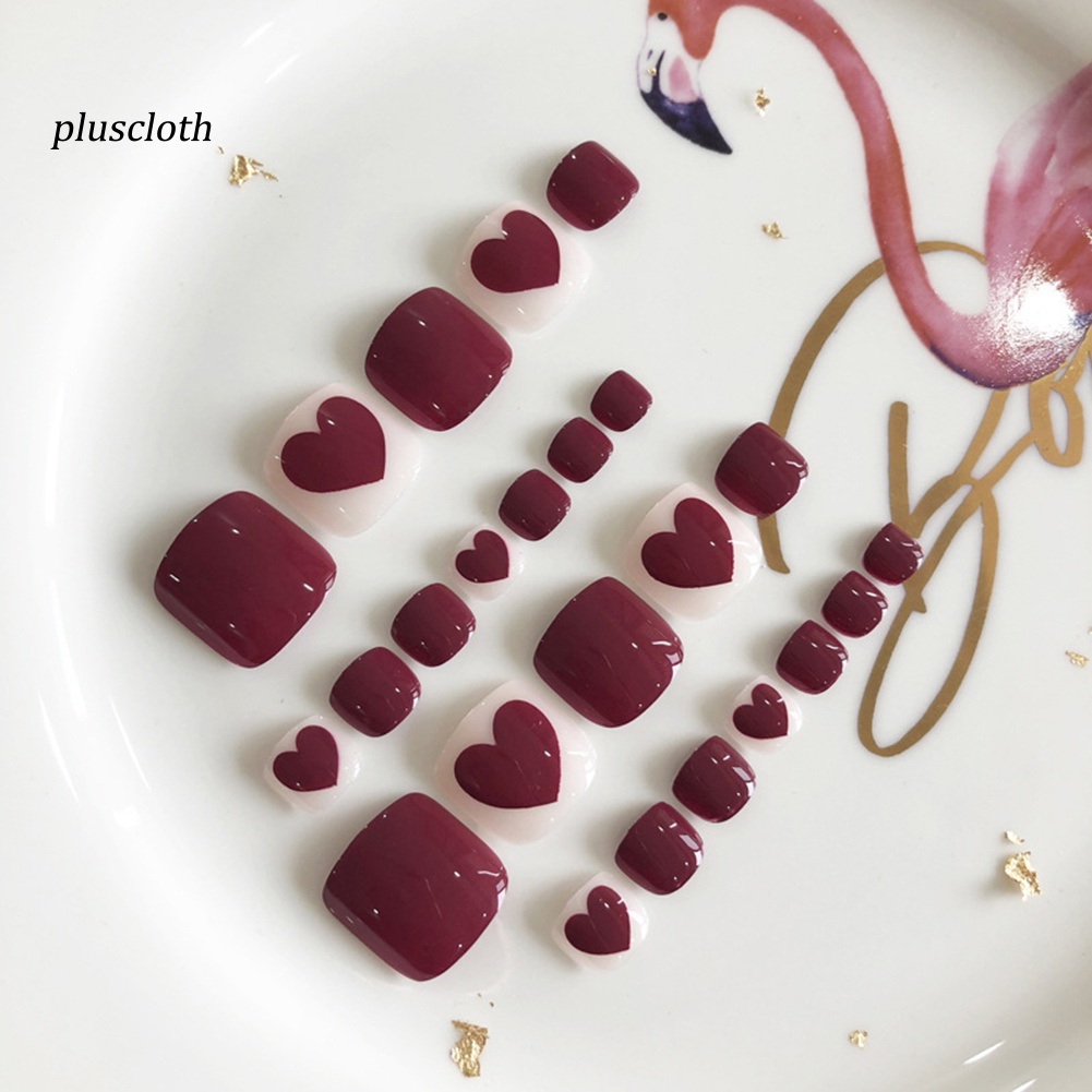 Set 24 Móng Chân Giả Phủ Toàn Diện Thời Trang Cho Nữ