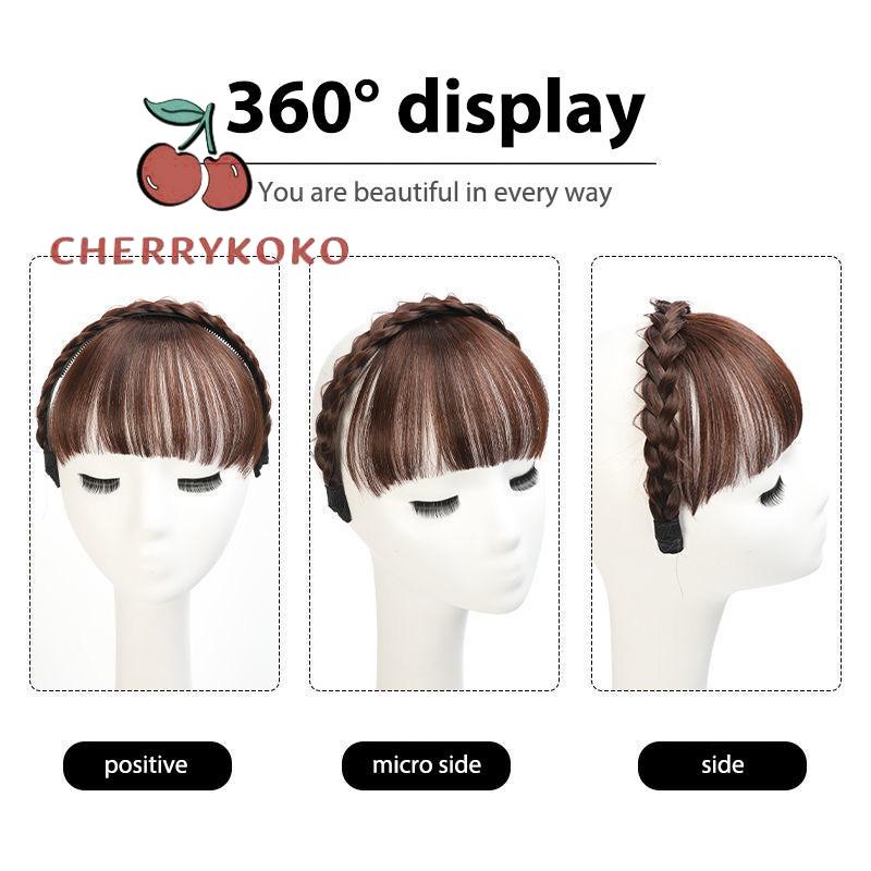 🍒🍒CHERRYKOKO Băng Đô Tóc Giả Kiểu Tóc Tết Bím Tự Nhiên Có Mái Bằng Tóc Giả Cho Nữ