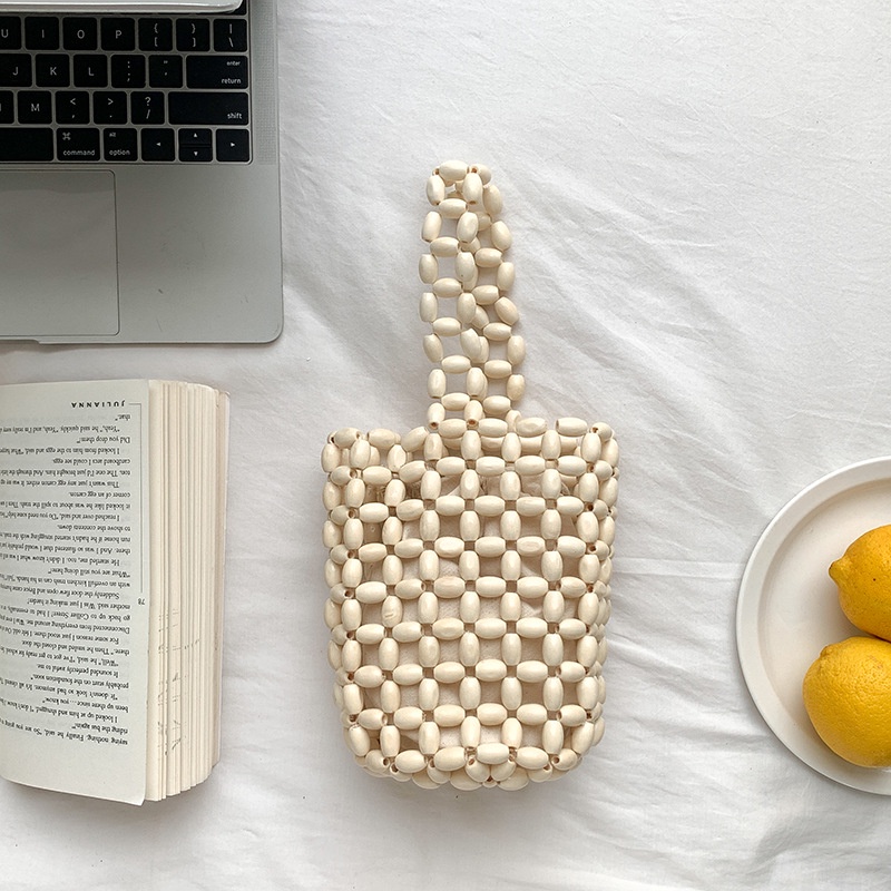 Túi Xách Dây Rút Bằng Hạt Gỗ Thời Trang Nữ Tính