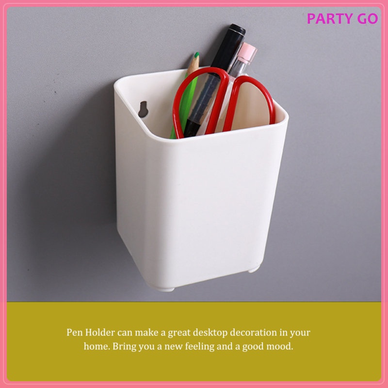 Set 2 Hộp Đựng Bút Bằng Nhựa Abs Màu Trắng Để Bàn Tiện Dụng