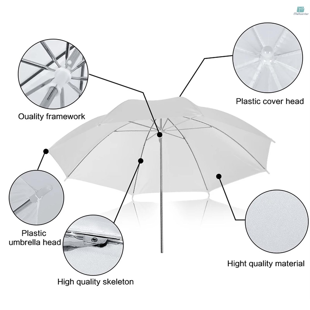 Studio Photography Umbrella Kit with 33 Inch White Umbrellas * 2 + 2M Metal Tripod Stands * 2 + E27 Light Sockets * 2 for Live Streaming Portrait Photography Video Recording