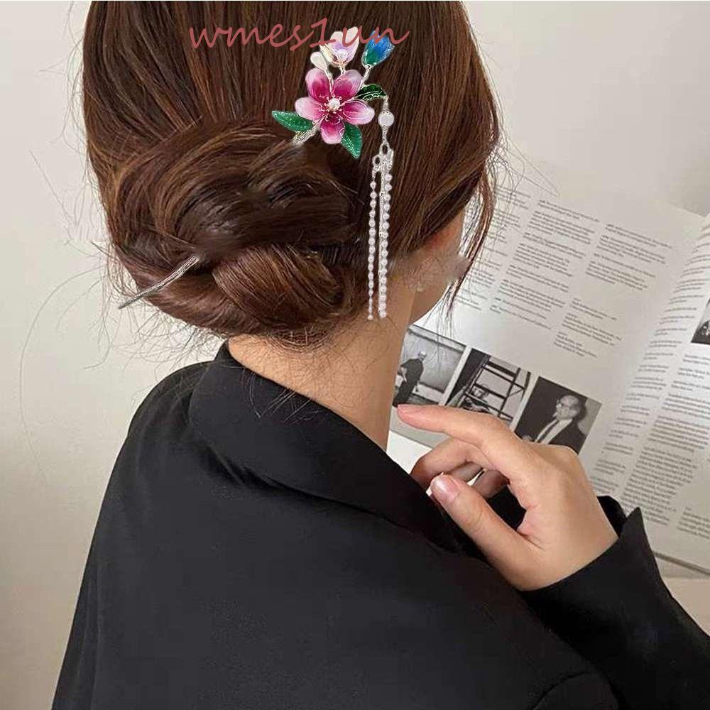 Trâm Cài Tóc Phối Tua Rua Phong Cách Trung Hoa Thời Trang WMES15H|Kẹp Tóc Hình Nơ Dễ Thương Cho Bé Gái