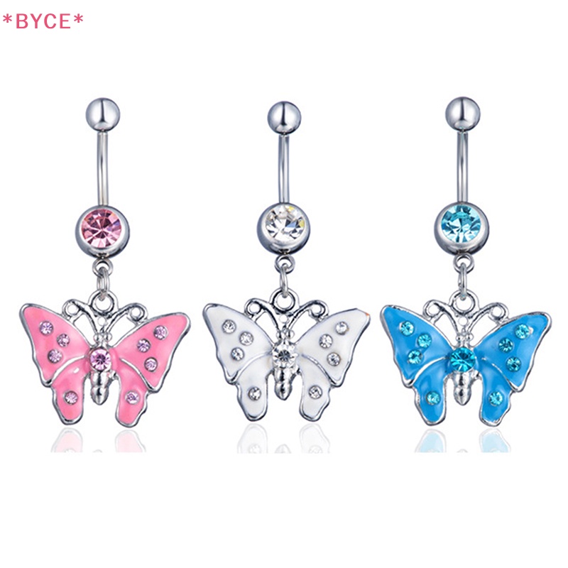 Khuyên Rốn Hình Bướm Bằng Thép Không Gỉ Đính Đá Thời Trang Sáng Tạo Cho Nữ Mới