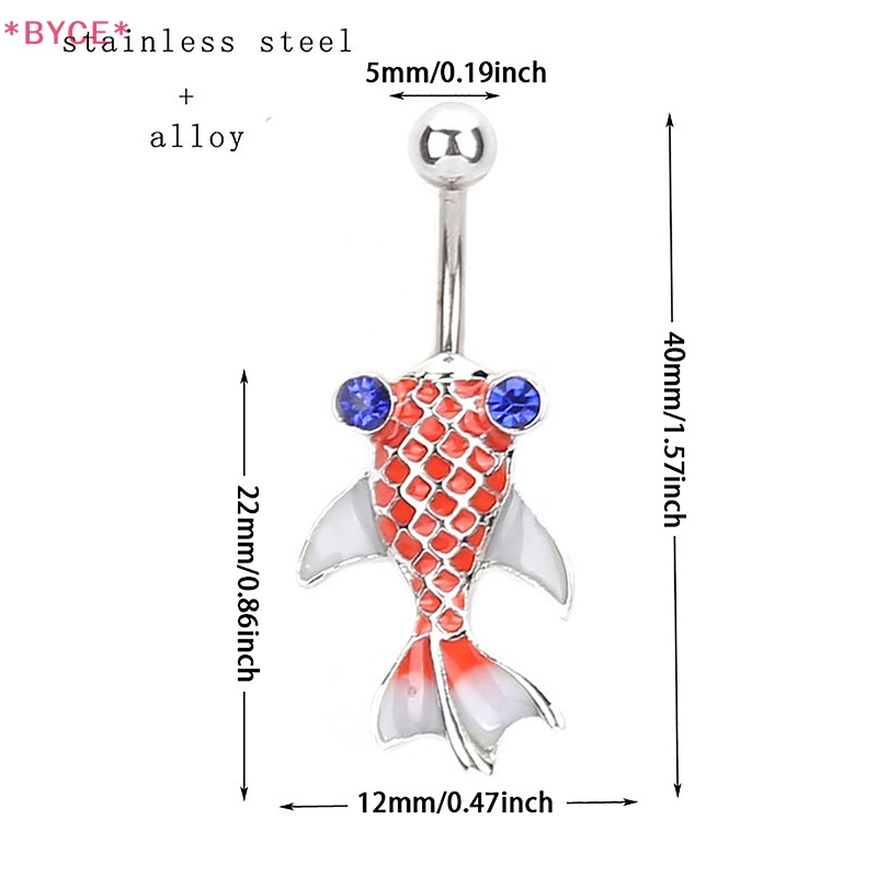 Khuyên Rốn Hình Cá Vàng Bằng Thép Không Gỉ Đính Đá Thời Trang Cho Nữ Mới
