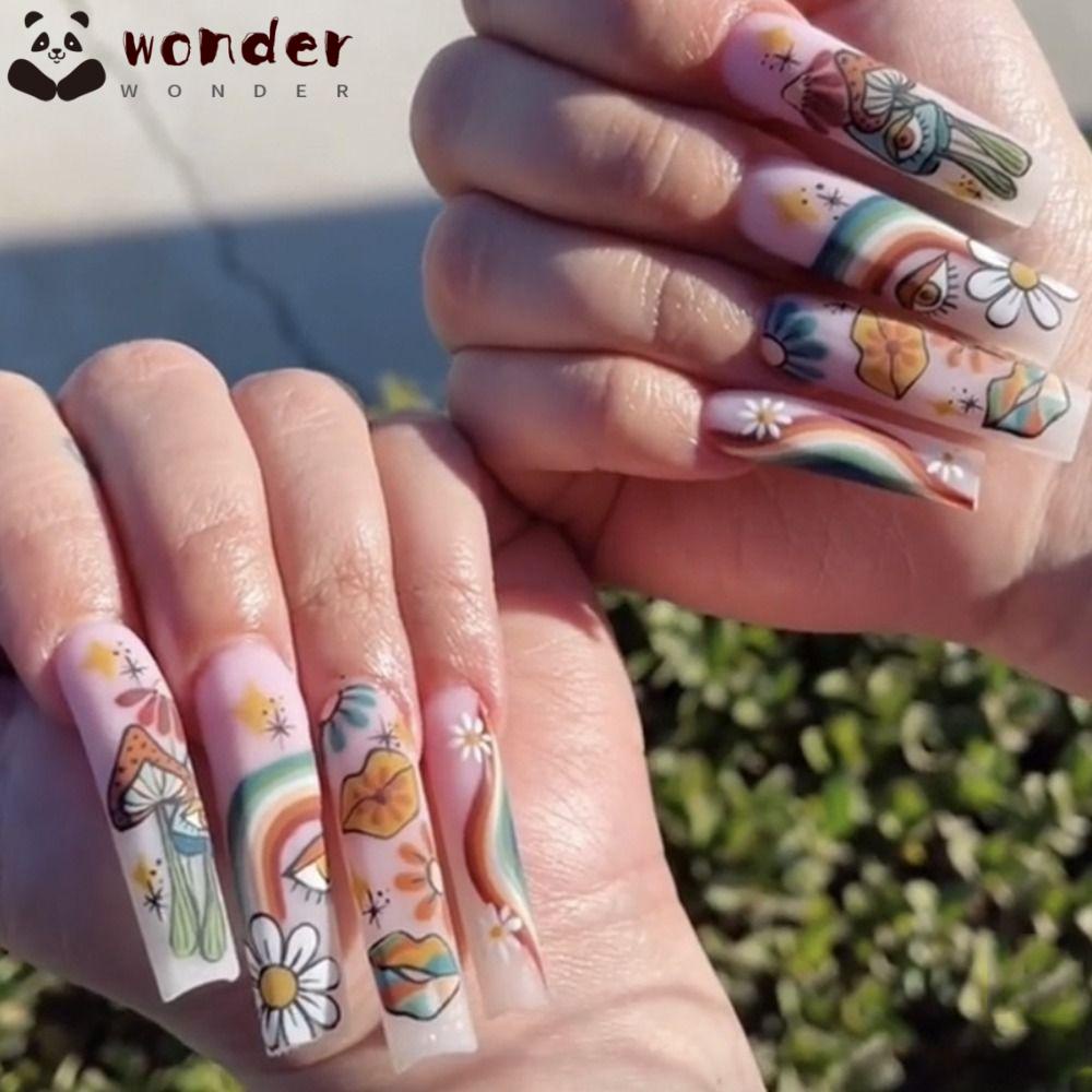 Bộ Móng Tay Giả Đầu Vuông Dạng Nhấn DIY