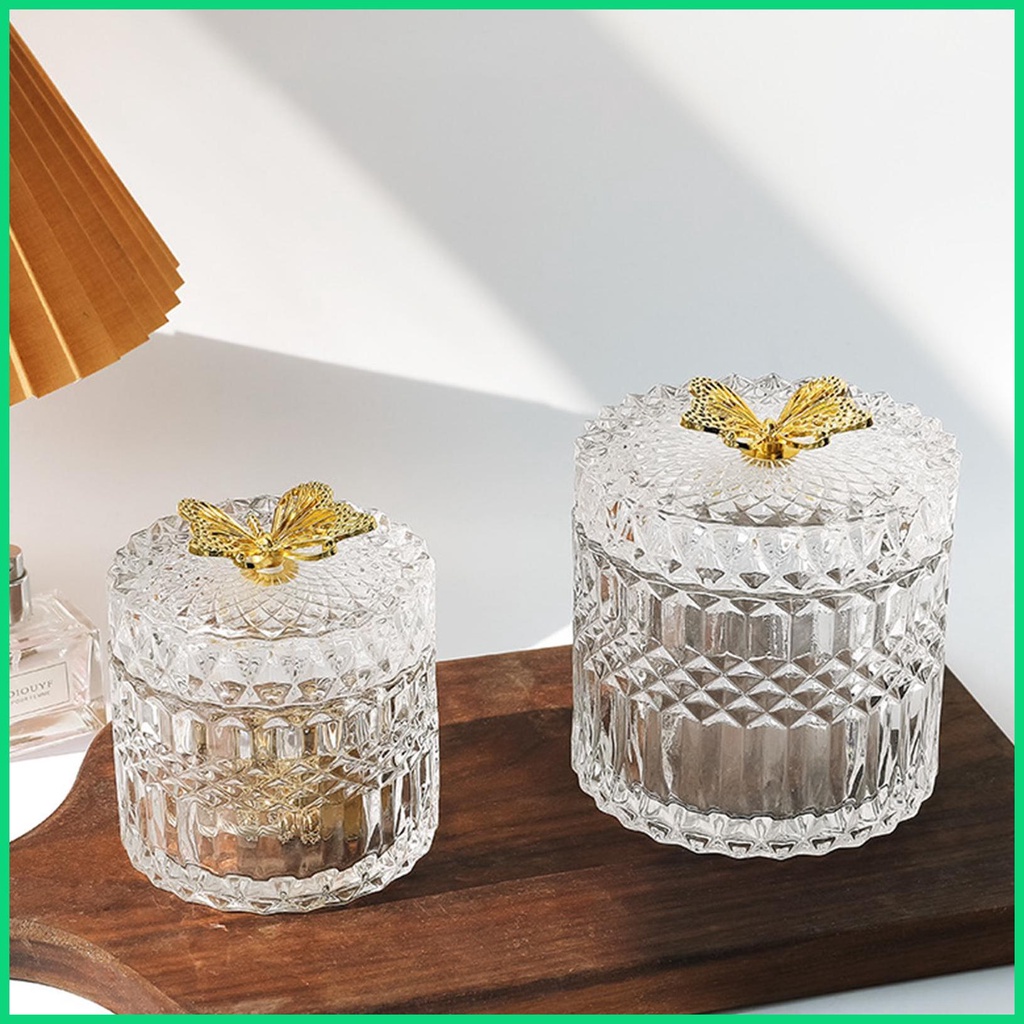 Hộp Đựng Đồ Dùng Bằng Kính Dập Nổi Họa Tiết Cổ Điển Có Nắp Đậy Sắp Xếp Gọn Gàng Cho jiwvn