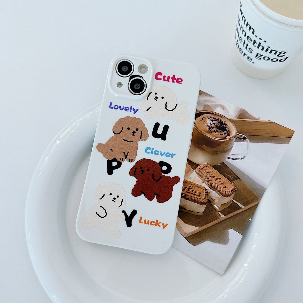 Ốp Điện Thoại TPU Dẻo Họa Tiết Hoạt Hình Chú Chó Phong Cách Hàn Quốc Cho iPhone 13 12 11 Pro Max 14 Plus