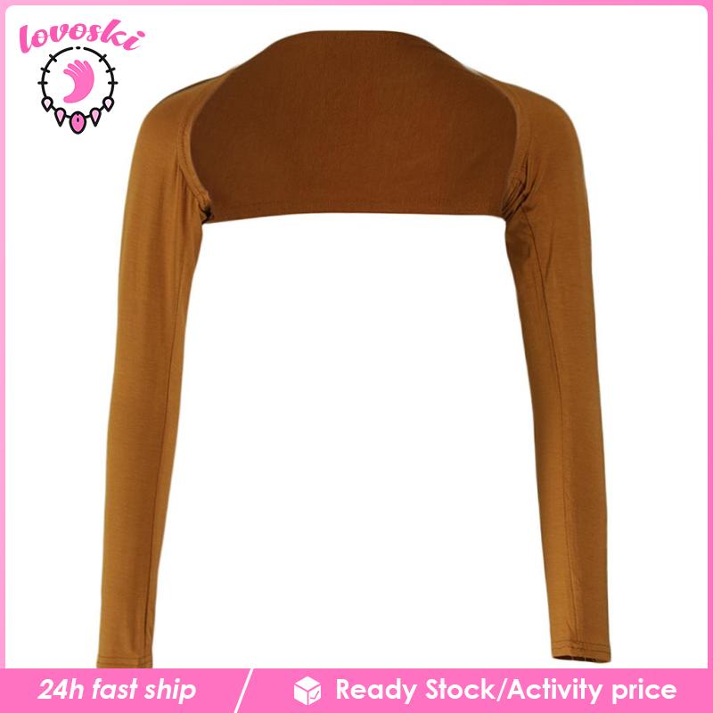 [Lovoski] Ramadan Đầm Trắng Tay Dài Hở Vai Co Giãn