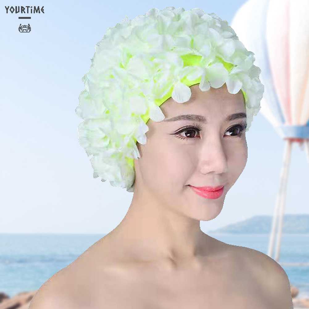 Mũ Bơi In Hoa 3D Thoáng Khí Thoải Mái Cho Nữ