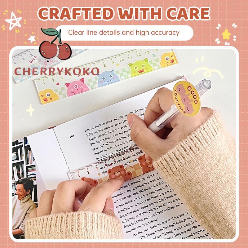🍒🍒CHERRYKOKO Thước kẻ mica trong suốt in hình dễ thương