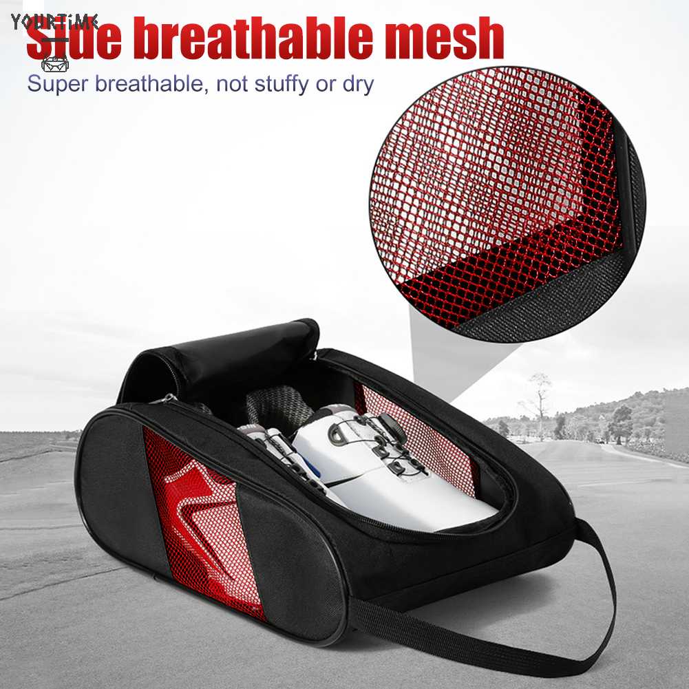 Túi Đựng Giày Chơi Golf Bằng Nylon Có Khóa Kéo Thoáng Khí Tiện Dụng