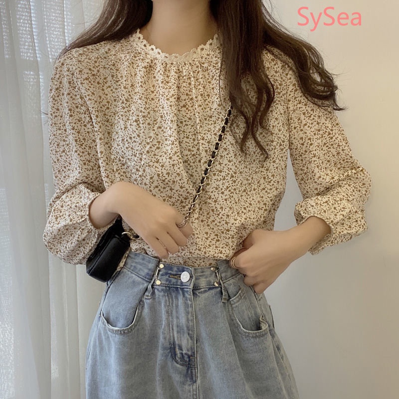 Áo Sơ Mi Voan Phối Ren Hoa Thời Trang Dành Cho Nữ