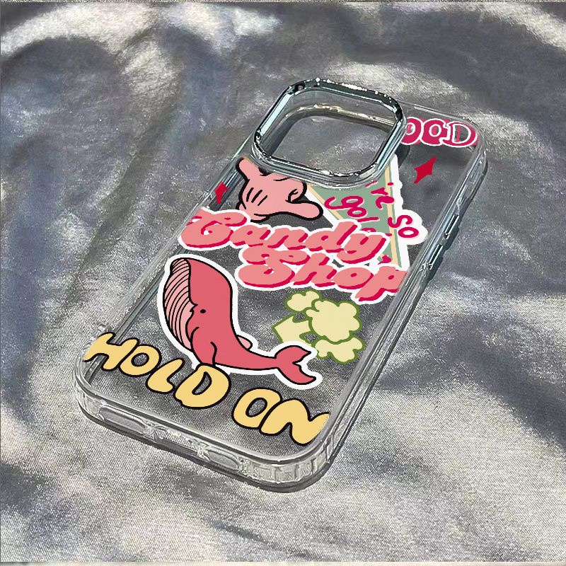 ✅Ốp Điện Thoại Dẻo Màu Hồng In Họa Tiết Cá Voi Đơn Giản Chống Sốc Cho Apple Iphone 14Promax 12 11 / Plus 13 87