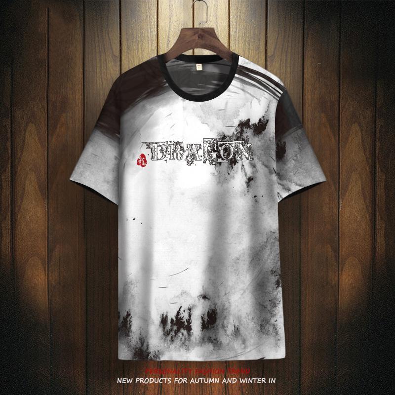 Áo Thun Tay Ngắn In Hình Vòi Nước Phong Cách Trung Hoa Thời Trang Mùa Hè Nhanh Khô Cho Nam