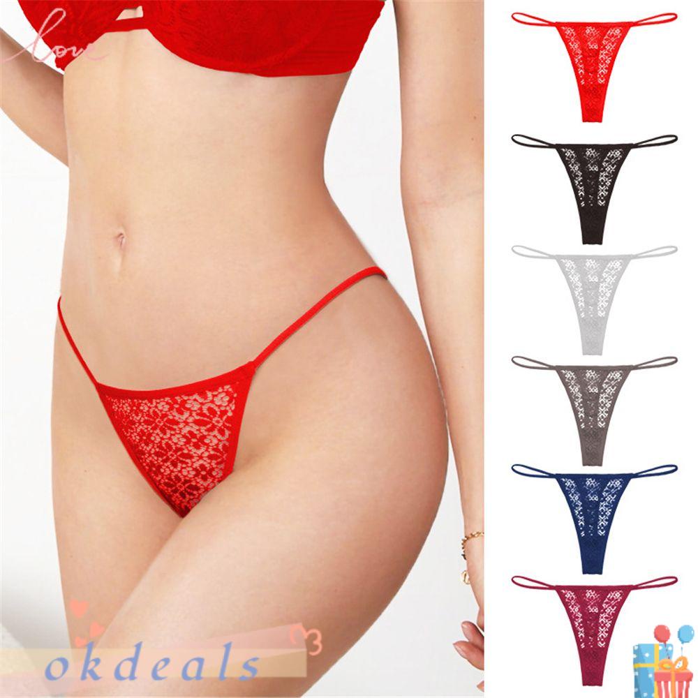 Quần Lót Chữ T Phối Ren Co Giãn Thoải Mái Dành Cho Nữ