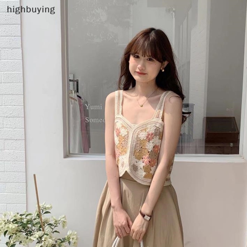 Áo Hai Dây Dệt Kim Thêu Họa Tiết Màu Sắc Tương Phản Phong Cách Vintage Cho Nữ