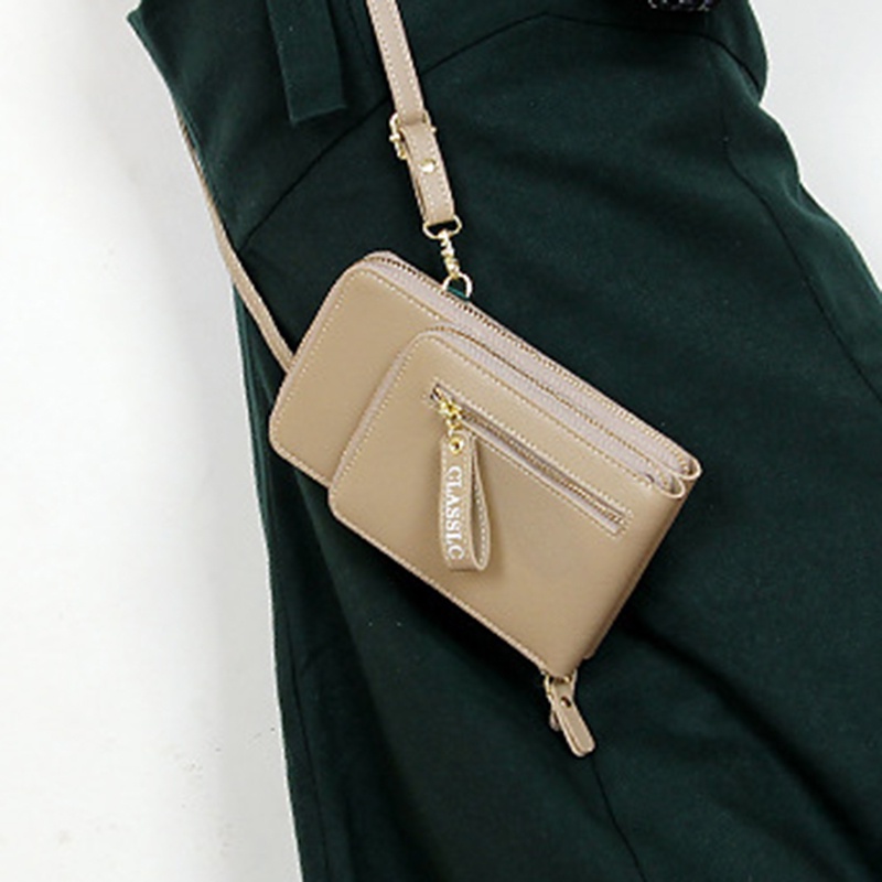 Túi Đeo Vai Đa Năng Màu Trơn Có Khóa Kéo Thời Trang Phong Cách Hàn Quốc Cho Nữ