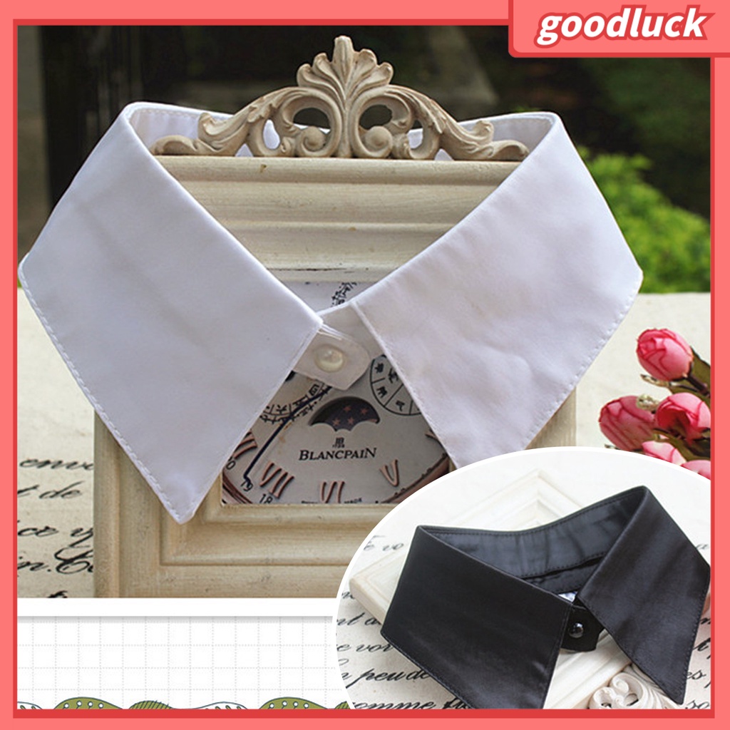 Cổ Áo Sơ Mi Giả Mỏng Màu Trơn Đính Nút Ngọc Trai Nhân Tạo Có Thể Tháo Rời