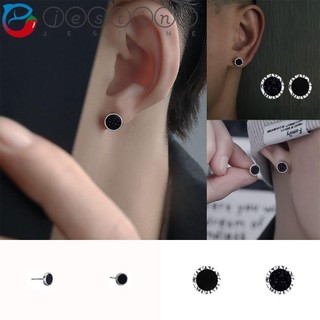 Khuyên tai dạng hạt đá màu đen phong cách hàn quốc thanh lịch cho nam