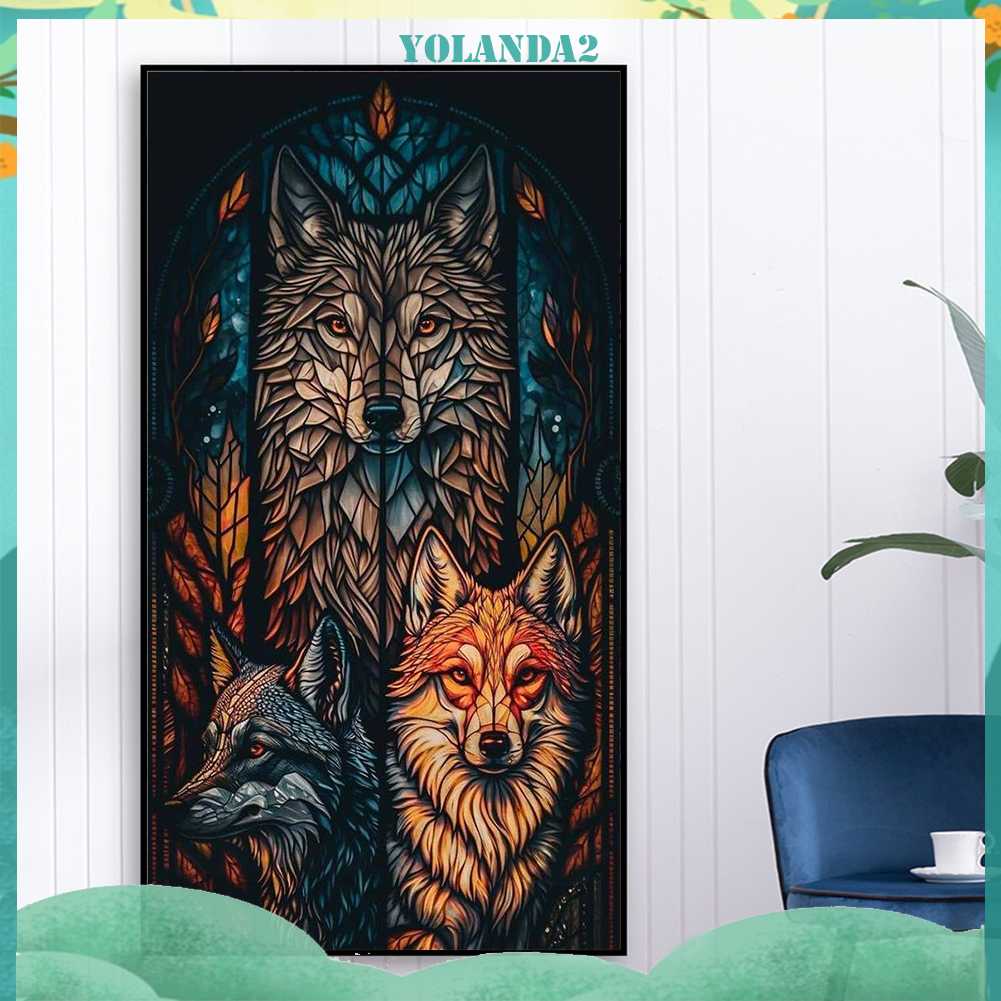 Tranh Đính Đá Kim Cương Toàn Bộ 5D DIY Hình Vẽ Sói Trang Trí Nhà Cửa